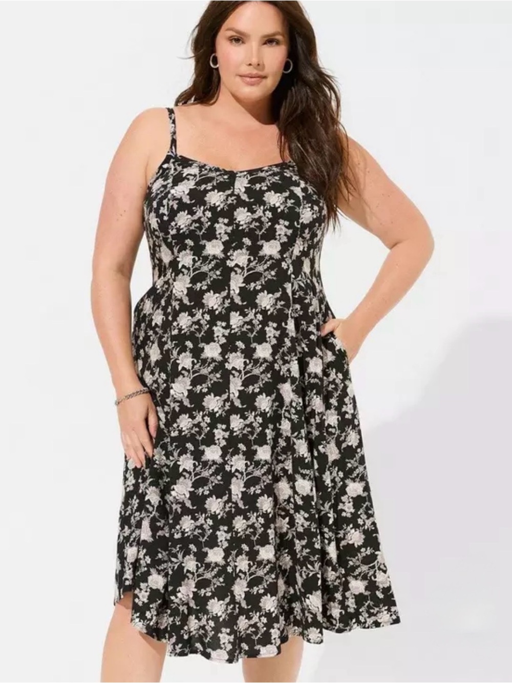 Torrid Midi Challis Sleeveless Midi Trapeze Dress, Size 3X
